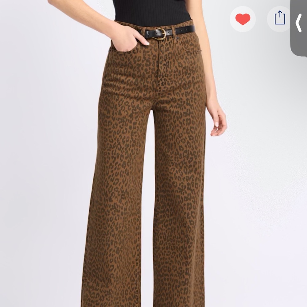 Leopard Print Wide-Leg Pants - Brown